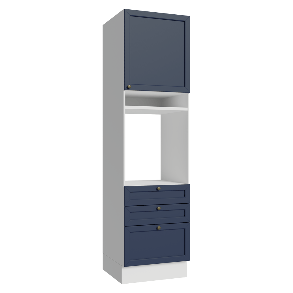 Mueble de cocina para Horno o Microondas 60 x 60 cm 1 Puerta y 3 Cajones Blanco/Azul Vik Madesa