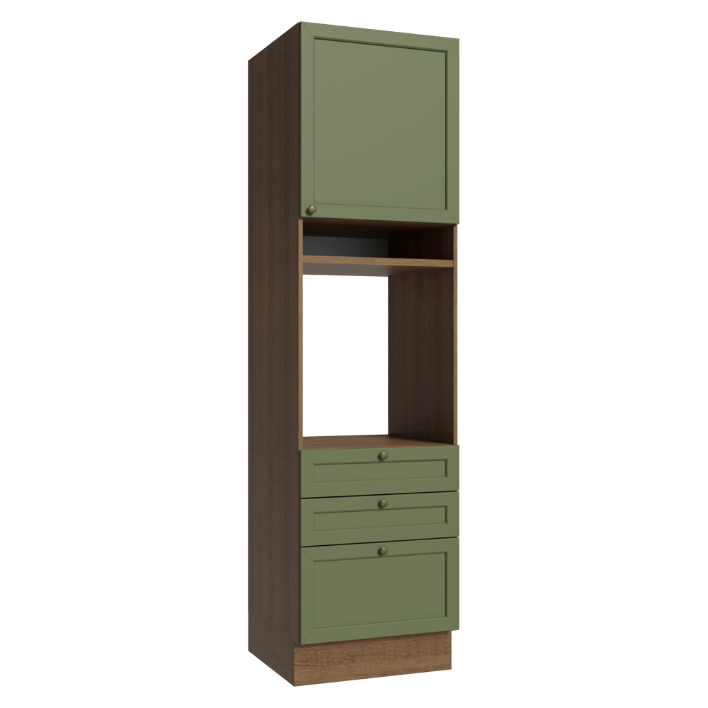 Mueble de cocina para Horno/ microondas 60 x 60 cm 1 Puerta 3 Cajones Marrón/Verde Vik Madesa
