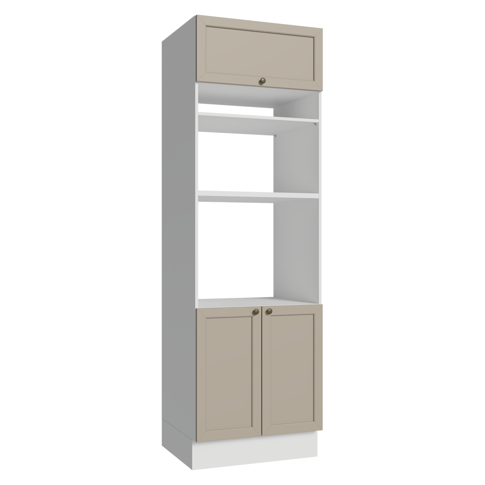 Mueble de cocina para Horno/Microondas 70 x 60 cm 3 Puertas Blanco/Crema Vik Madesa