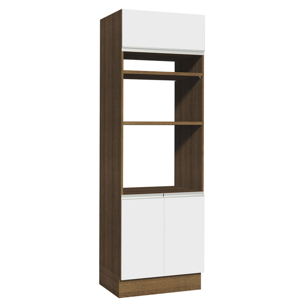 Mueble de cocina para Horno/Microondas Madesa Glamy 70 x 60 cm 3 Puertas Marrón/Blanco