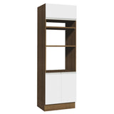 Mueble de cocina para Horno/Microondas Madesa Glamy 70 x 60 cm 3 Puertas Marrón/Blanco