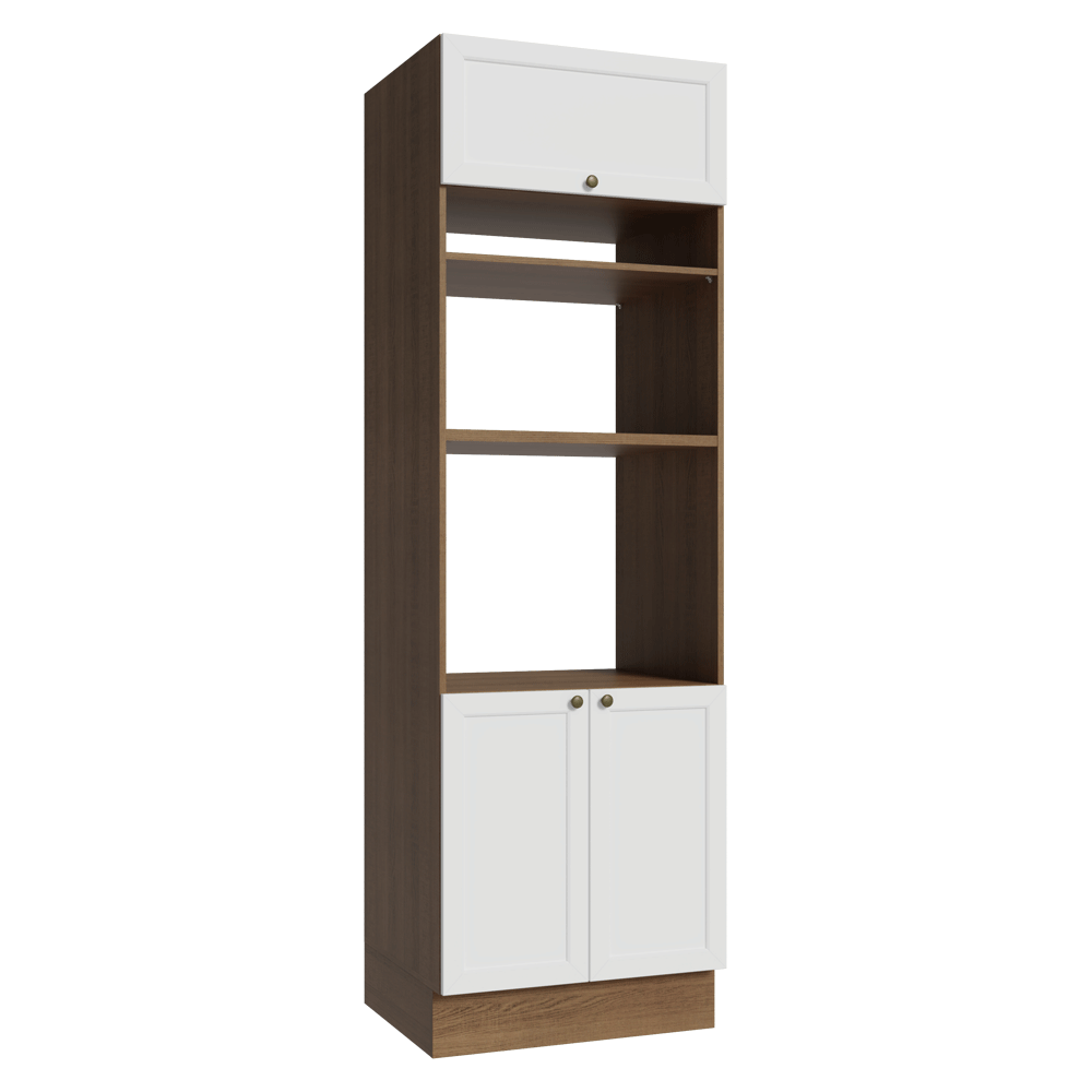 Mueble de cocina para Horno/ microondas 70 x 60 cm 3 Puertas Marrón/Blanco Vik Madesa