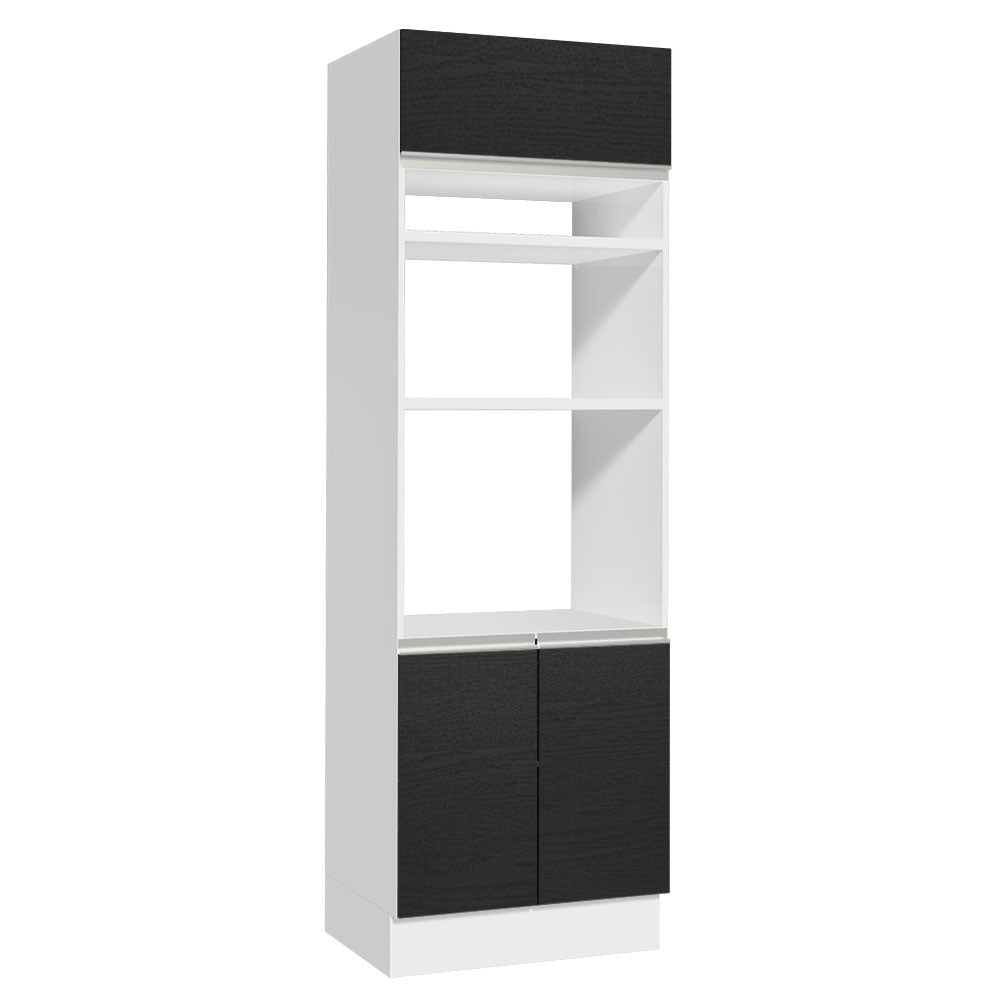 Mueble de cocina para Horno/Microondas Madesa Glamy 70 x 60 cm 3 Puertas Blanco/Negro