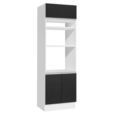 Mueble de cocina para Horno/Microondas 70 x 60 cm 3 Puertas Blanco/Negro Glamy Madesa