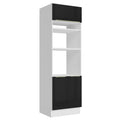 Mueble de cocina para Horno/Microondas 70 x 60 cm 3 Puertas Blanco/Negro Lux Madesa