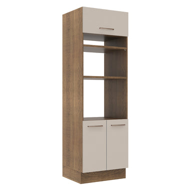 Mueble de cocina para Horno/Microondas 70 x 60 cm 3 Puertas Marrón/Crema Agata Madesa