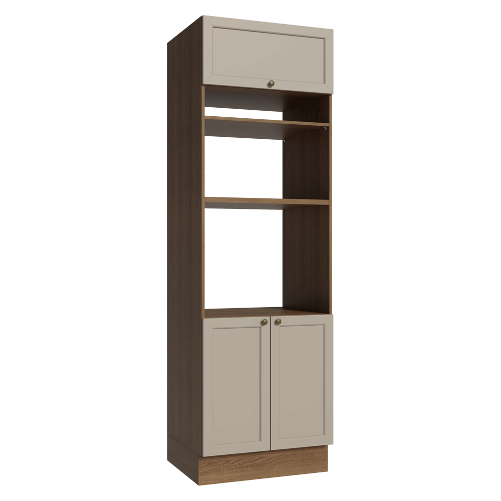Mueble de cocina para Horno/Microondas 70 x 60 cm 3 Puetas Marrón/Crema Vik Madesa