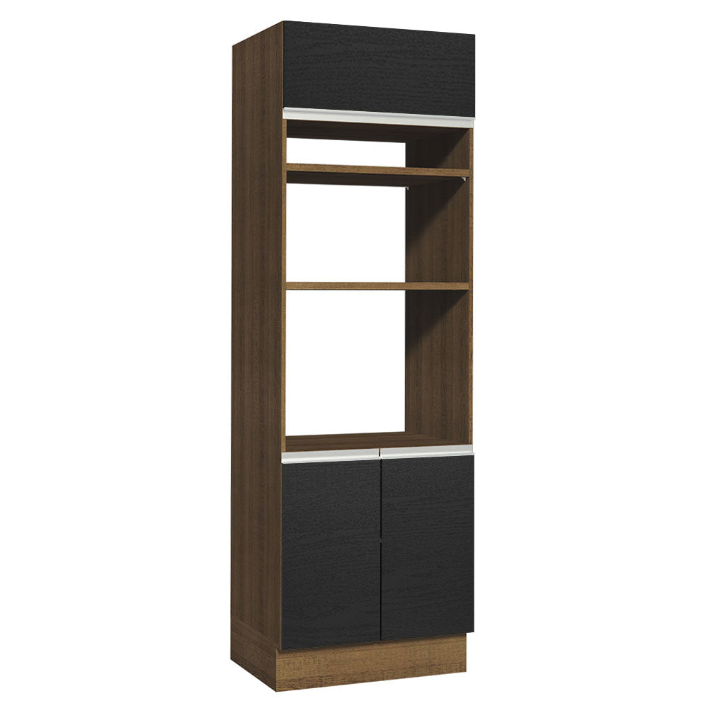 Mueble de cocina para Horno/Microondas Madesa Glamy 70 x 60 cm 3 Puertas Marrón/Negro