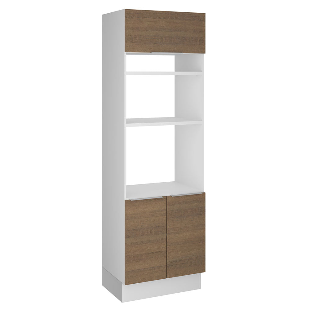 Mueble de Cocina para Horno 70 x 60 cm 3 Puertas Blanco/Marrón Stella Madesa