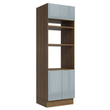 Mueble de cocina para Horno/ Microondas 70 cm Sin cajones 3 Puertas Lux Marrón/Gris