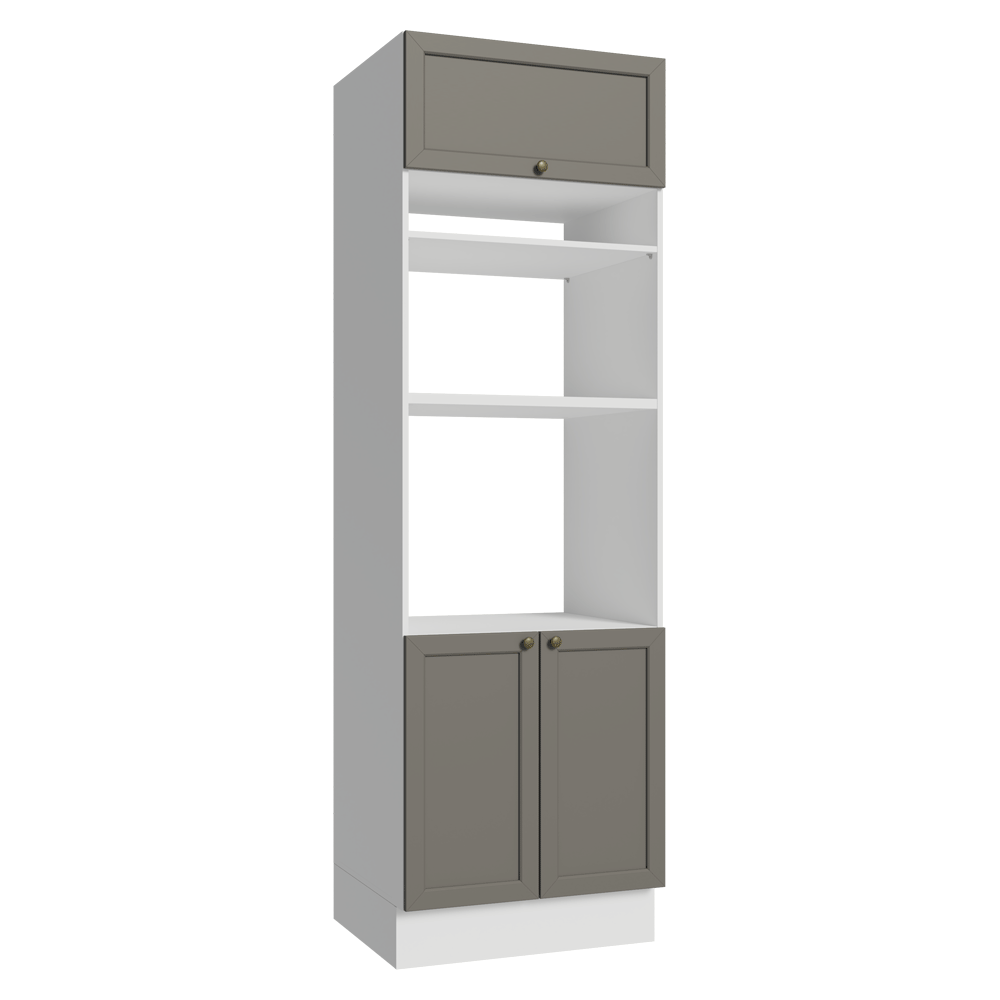 Mueble de cocina para Horno/ microondas 70 x 60 cm 3 Puertas Blanco/Gris Vik Madesa