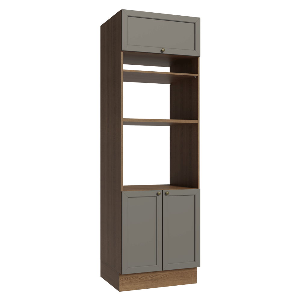 Mueble de cocina para Horno/ microondas 70 x 60 cm 3 Puertas Marrón/Gris Vik Madesa