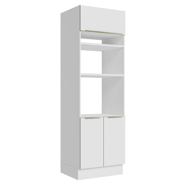 Mueble de cocina para Horno/Microondas 70 x 60 cm 3 Puertas Blanco/Blanco Lux Madesa