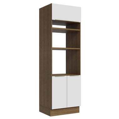 Mueble de cocina para Horno/Microondas 70 x 60 cm 3 Puertas Marrón/Blanco Lux Madesa