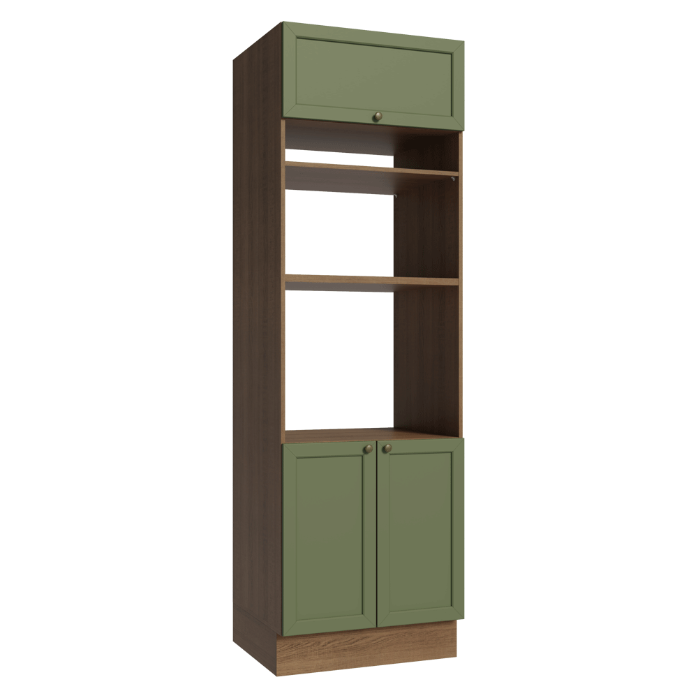 Mueble de cocina para Horno/ microondas 70 x 60 cm 3 Puertas Marrón/Verde Vik Madesa
