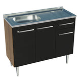 Bajo Mesada con Bacha 105 cm 3 Puertas y 1 Cajón Emilly Marrón/Negro