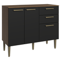 Bajo Mesada para Bacha 105 cm 3 Puertas 2 Cajones (Con Mesada) Marrón/Negro Lille Madesa
