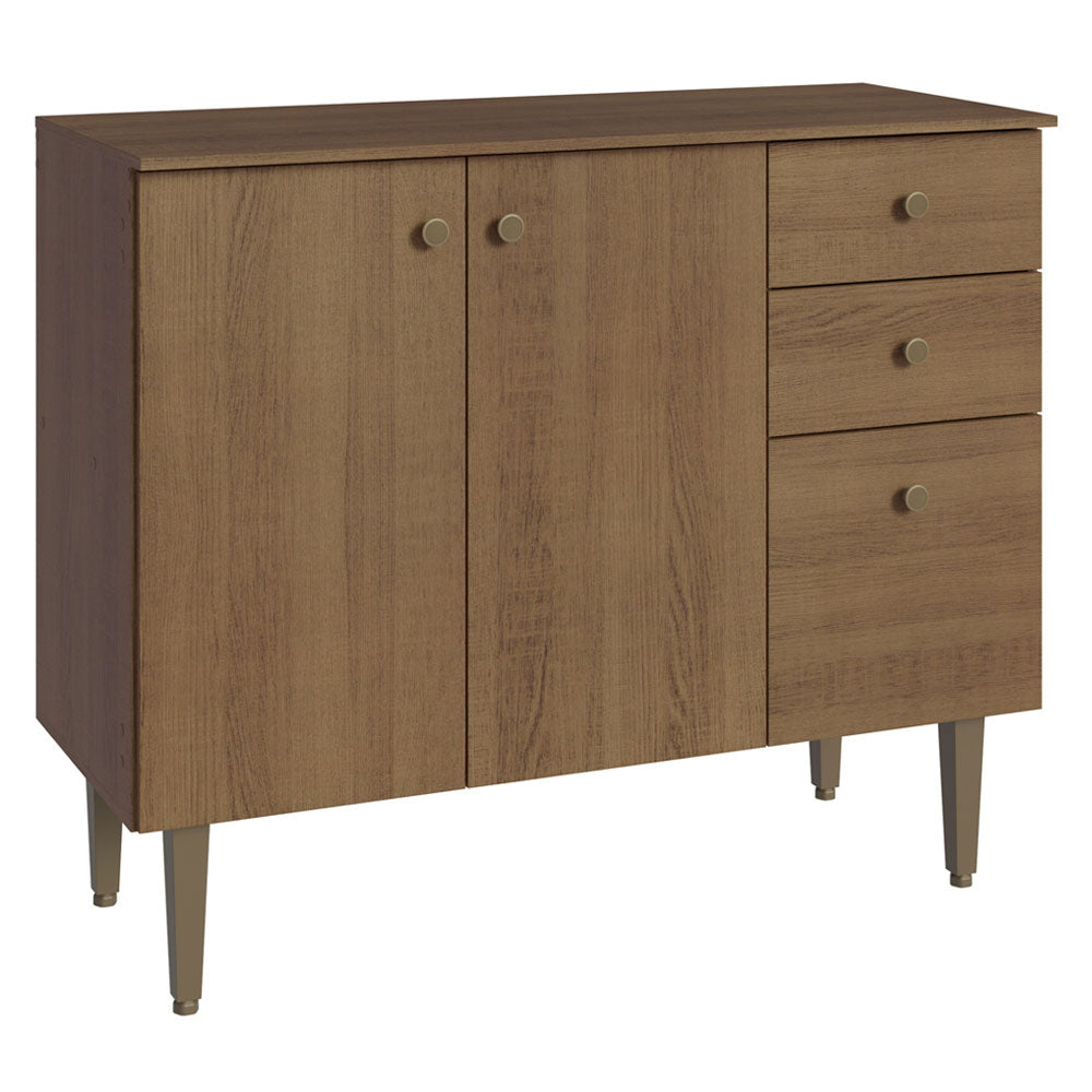 Bajo Mesada para Bacha 3 Puertas y 2 Cajones 105cm Marrón Gourmet
