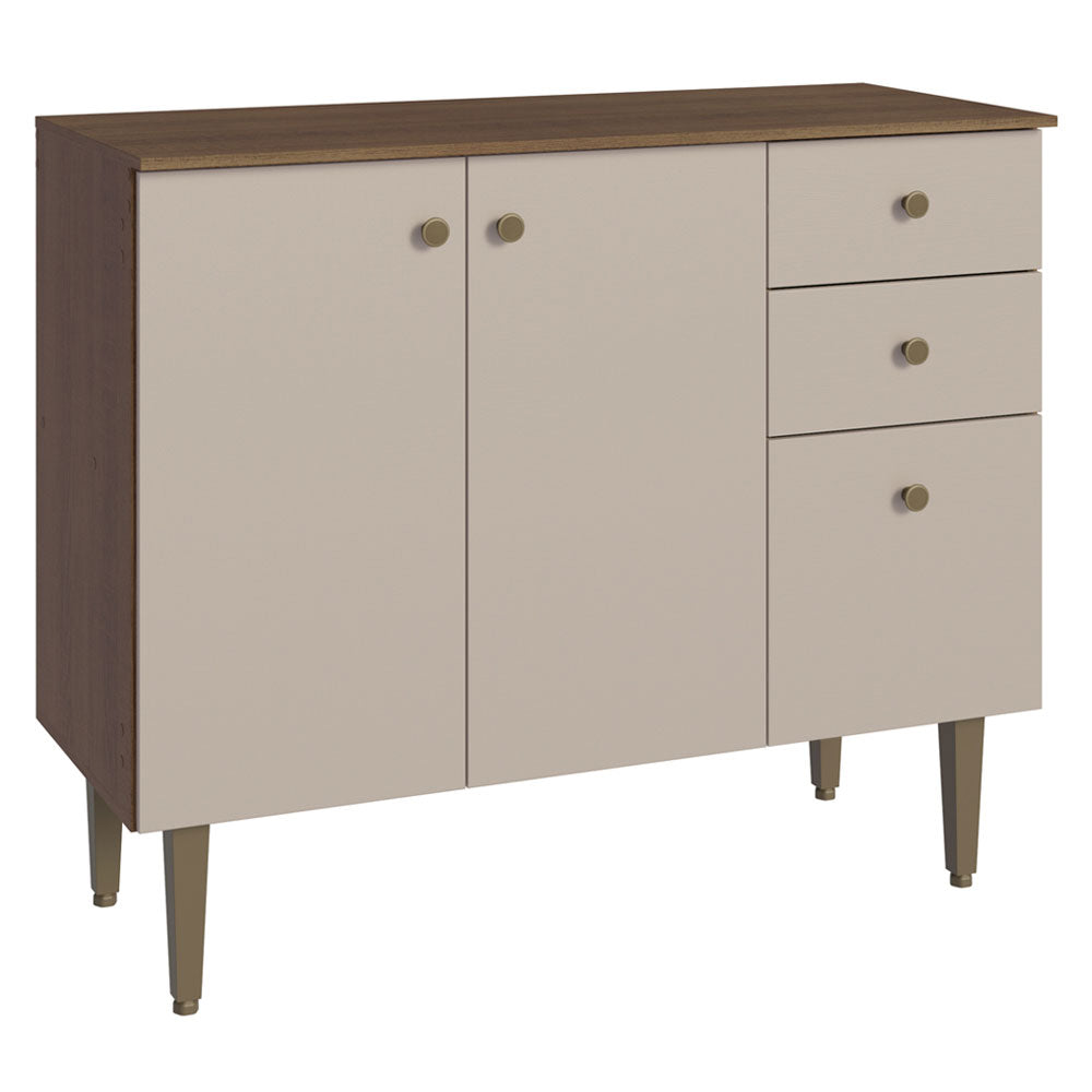 Bajo Mesada para Bacha 105 cm 3 Puertas 2 Cajones (Con Mesada) Marrón/Crema Gourmet Madesa