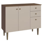 Bajo Mesada para Bacha 105 cm 3 Puertas 2 Cajones (Con Mesada) Marrón/Crema Gourmet Madesa