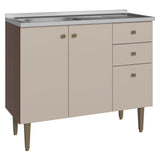 Bajo Mesada 3 Puertas y 2 Cajones 105cm con Bacha Marrón/Crema Gourmet