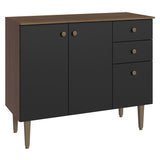 Bajo Mesada para Bacha 3 Puertas y 2 Cajones 105cm Marrón/Negro Gourmet