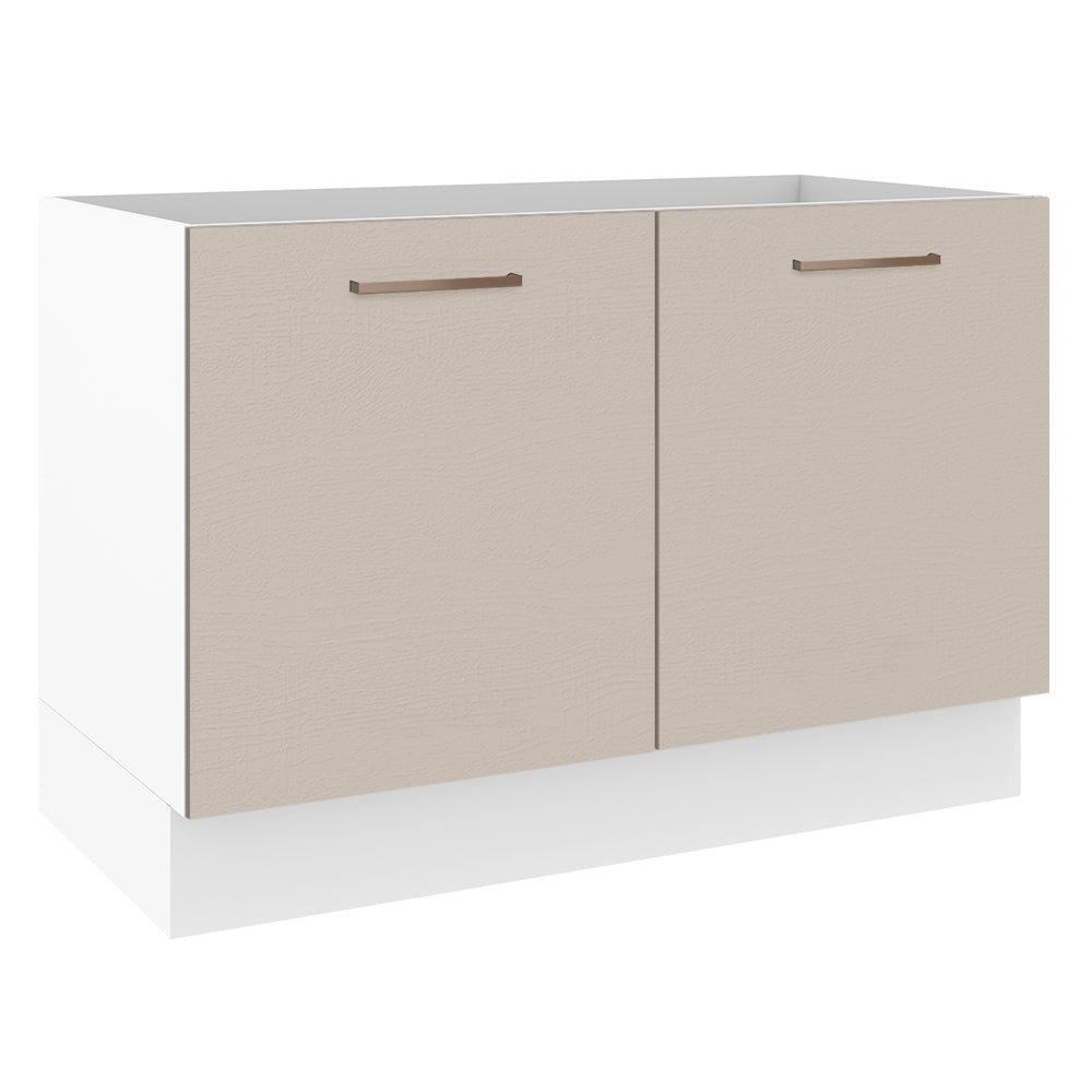 Bajo Mesada para Bacha 120 cm 2 Puertas (Sin Mesada y Bacha) Blanco/Crema Agata Madesa