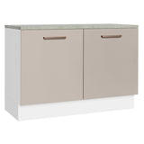 Bajo Mesada Cocina 120 cm 2 Puertas (Con Mesada) Blanco/Crema Agata Madesa