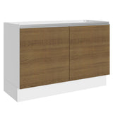 Bajo Mesada para Bacha 100% MDF 120 cm 2 Puertas (Sin Mesada y Bacha) Blanco/Marrón Acordes Madesa