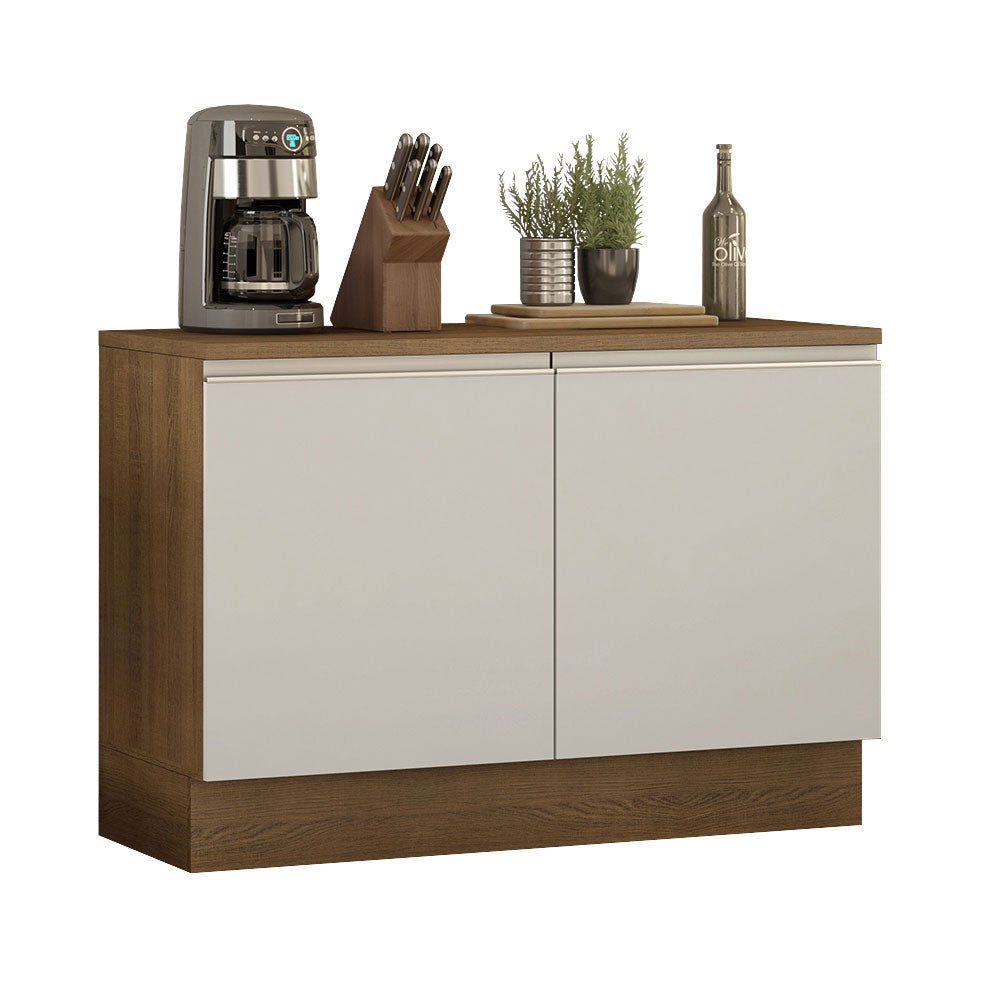 Bajo Mesada para Bacha 120 cm 2 Puertas (con Tapa) Glamy Marrón/Blanco