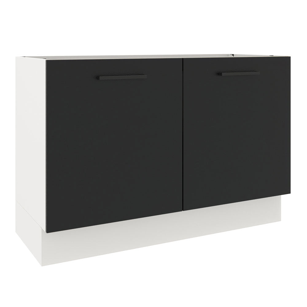 Bajo Mesada para Bacha 120 cm 2 Puertas (Sin Mesada y Bacha) Blanco/Negro Agata Madesa