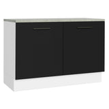 Bajo Mesada Cocina 120 cm 2 Puertas (Con Mesada) Blanco/Negro Agata Madesa