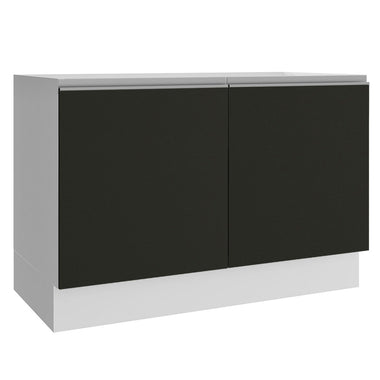 Bajo Mesada 120 cm 2 Puertas Sin Mesada Blanco/Negro Glamy Madesa