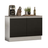 Bajo Mesada para Bacha 120 cm 2 Puertas (con Tapa) Glamy Blanco/Negro