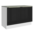 Bajo Mesada 120 cm 2 Puertas (Con Mesada) Blanco/Negro Lux Madesa