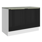 Bajo Mesada 120 cm 2 Puertas (Con Mesada) Blanco/Negro Lux Madesa