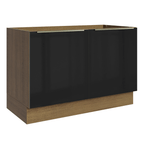Bajo Mesada para Bacha 120 cm 2 Puertas (Sin Mesada) Marrón/Negro Lux Madesa