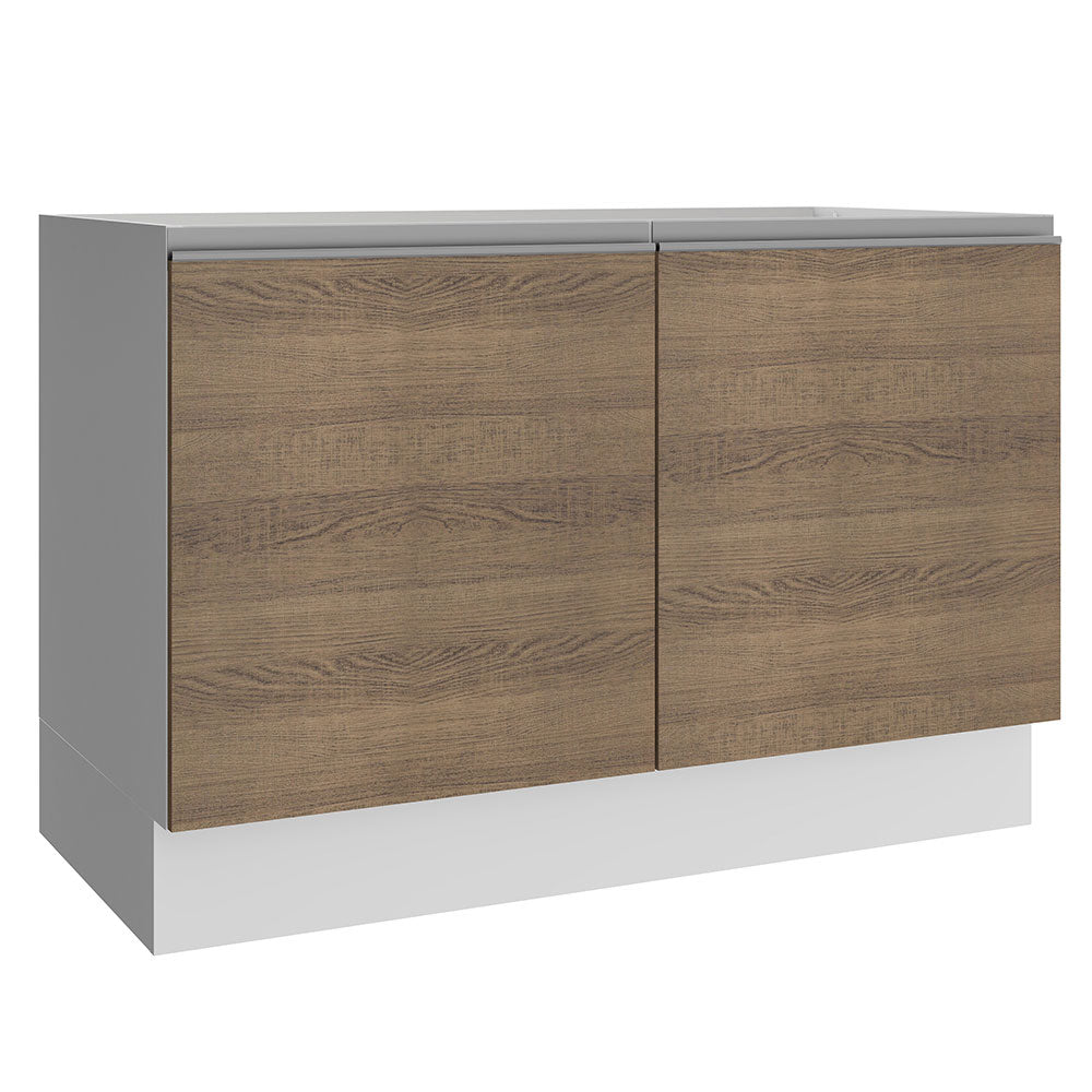 Bajo Mesada para Bacha 120 cm 2 Puertas (Sin Tapa ni Bacha) Blanco/Marrón Glamy