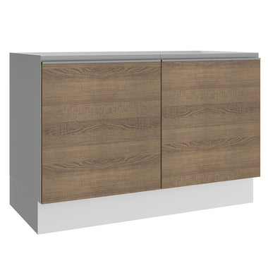 Bajo Mesada 120 cm 2 Puertas Sin Mesada Blanco/Marrón Glamy Madesa