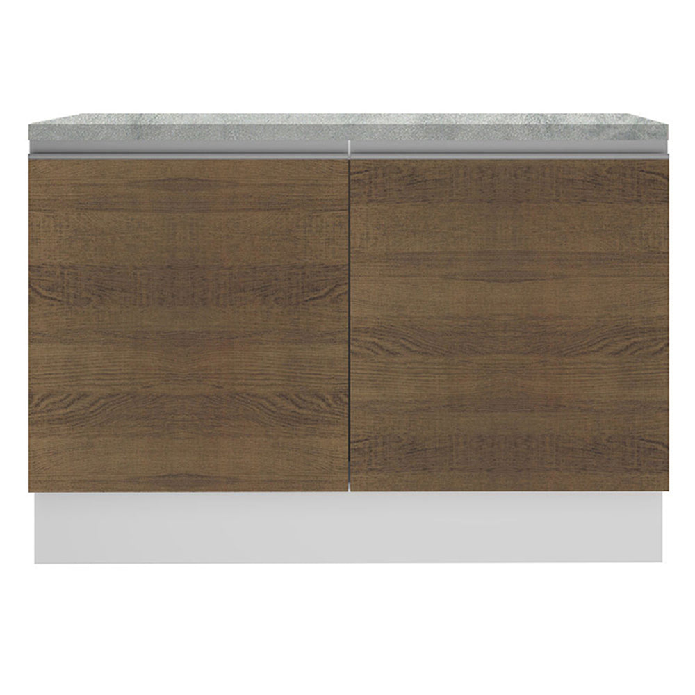 Bajo Mesada para Bacha 120 cm 2 Puertas (con Tapa) Glamy Blanco/Marrón