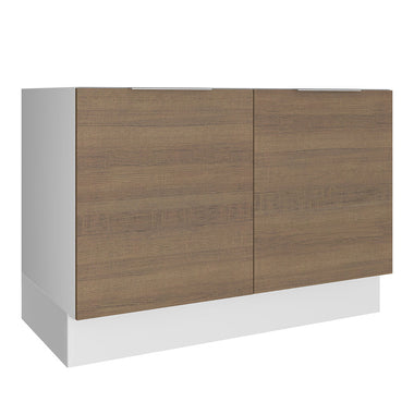 Bajo Mesada 120 cm 2 Puertas Sin Mesada Blanco/Marrón Stella Madesa