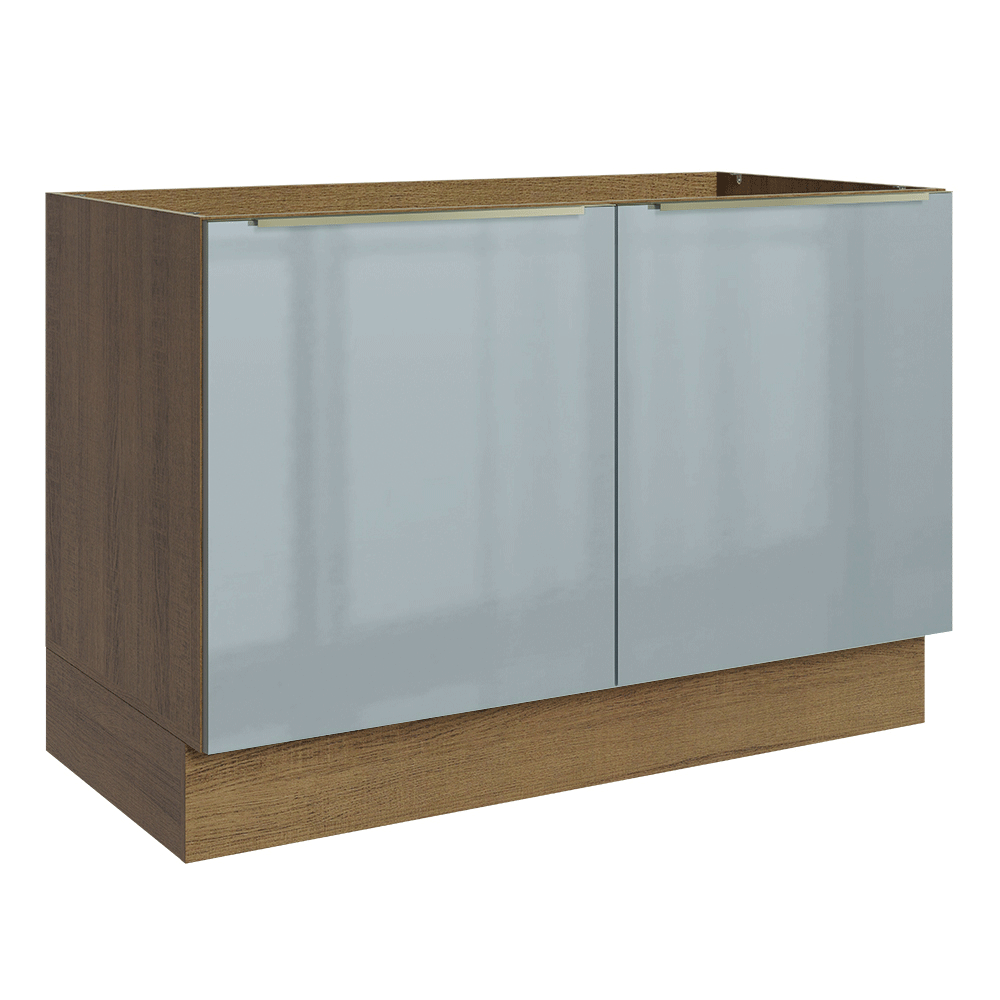 Bajo Mesada para Bacha 120 cm 2 Puetas (Sin Mesada y Bacha) Marrón/Gris Lux Madesa