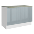Bajo Mesada 120 cm 2 Puertas (Con Mesada) Blanco/Gris Lux Madesa