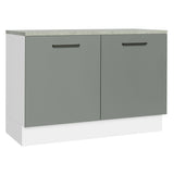 Bajo Mesada Cocina 120 cm 2 Puertas (Con Mesada) Blanco/Gris Agata Madesa