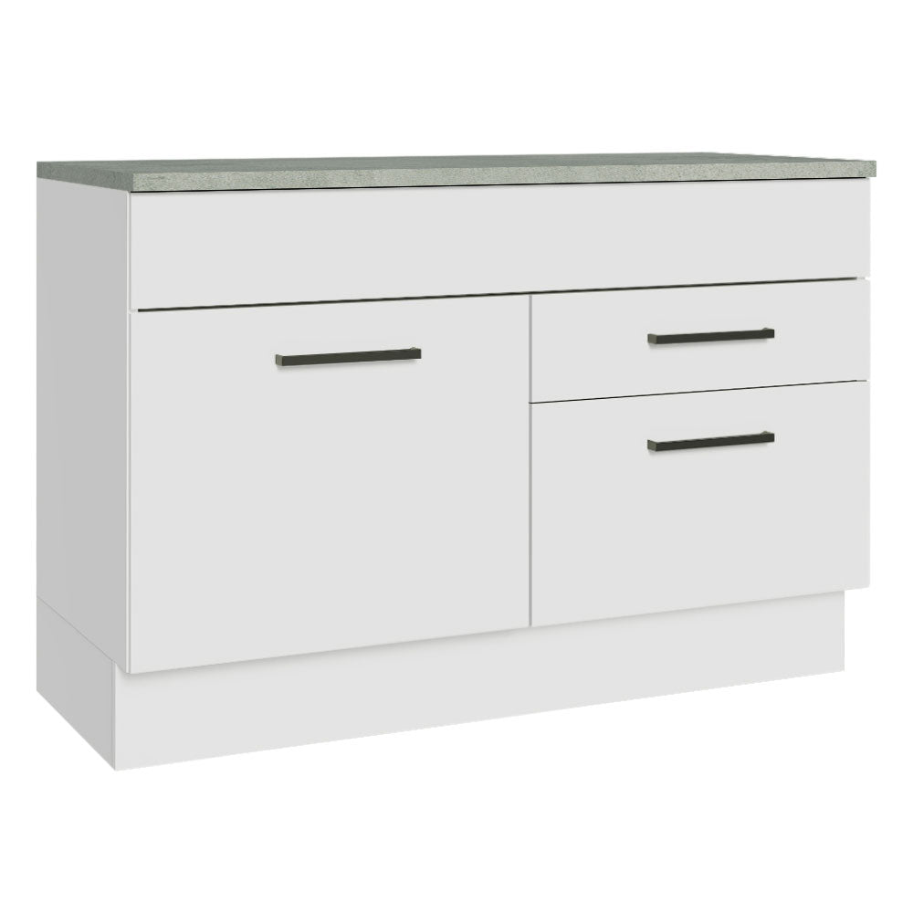 Bajo Mesada Cocina 120 cm 1 Puerta y 2 Cajones (Con Mesada) Blanco Agata Madesa