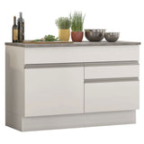 Bajo Mesada para Bacha 120 cm 1 Puerta y 2 Cajones (Con Tapa) Blanco Glamy