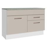 Bajo Mesada Cocina 120 cm 1 Puerta 2 Cajones (Con Mesada) Blanco/Crema Agata Madesa