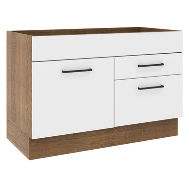 Bajo Mesada 120 cm 1 Puerta 2 Cajones Sin Mesada Marrón/Blanco Agata Madesa