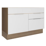 Bajo Mesada para Bacha 120 cm 1 Puerta e 2 Cajones (Sin Mesada y Bacha) Marrón/Blanco Stella Madesa