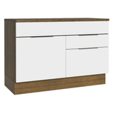 Bajo Mesada Cocina 120 cm 1 Puertas e 2 Cajones (Con Mesada) Marrón/Blanco Stella Madesa